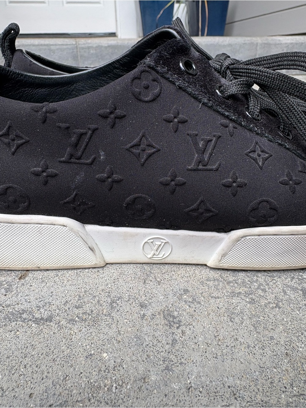 Louis Vuitton Women’s Black Suede Logo Sneakers - Picture 2 of 9